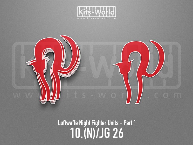 Kitsworld SAV Sticker - Luftwaffe Night Fighters - 10.(N)/JG 26 Unit W:83mm x H:100mm 